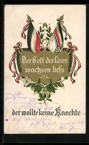 AK Fahnen vom Deutschen Reich, Der Gott der Eisen wachsen liess