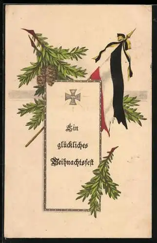 AK Reichsfahne und Eisernes Kreuz zur Weihnachtszeit