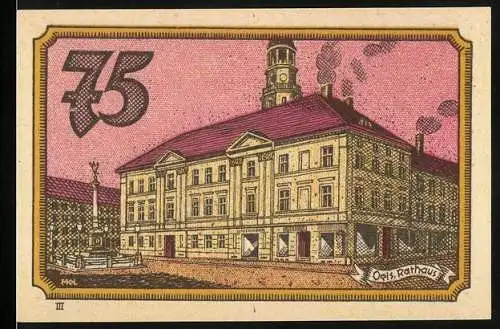 Notgeld Oels, 75 Pfennig, Rathaus und Kaufmännischer Verein, Serie I-IV