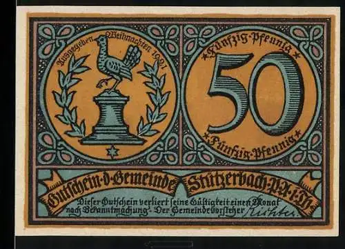 Notgeld Stützerbach 1921, 50 Pfennig, Glasbläser bei der Arbeit