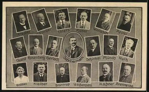 Notgeld Thale /Harz 1921, 1 Mark, Gutschein zur Erinnerung an die Annahme der Städteordnung, Porträts von Stadtbeamten