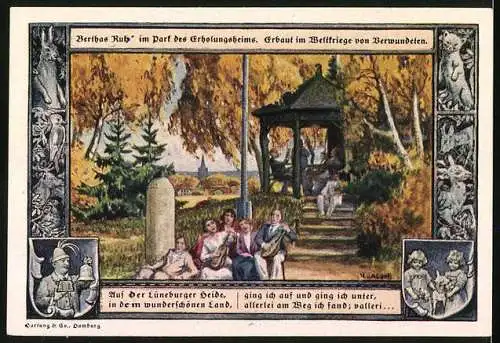 Notgeld Walsrode, 1922, 1 Mark, Erholungsheim Walsrode und Parkansicht mit Pavillon