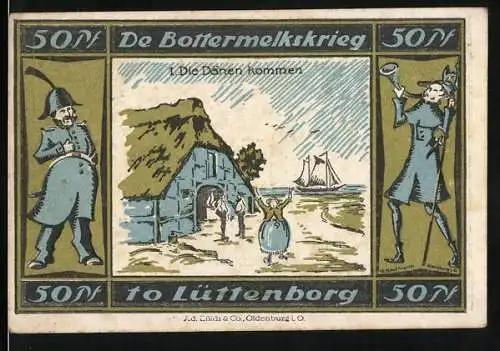 Notgeld Lütjenburg 1921, 50 Pfennig, De Bottermelkskrieg, Die Dänen kommen