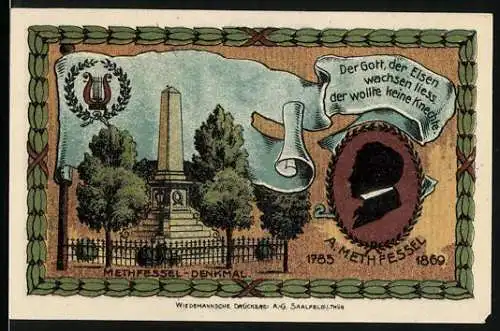 Notgeld Stadtilm, 1921, 5 Pfennig, Methfessel-Denkmal und Stadtwappen, Gültigkeit 1 Monat, 21. Mai 1921