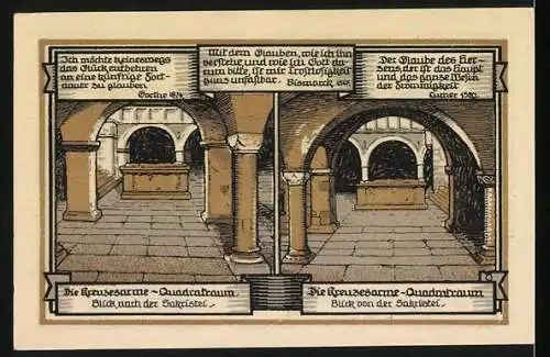 Notgeld Gernrode-Harz, 75 Pfennig, Stiftskirche St. Cyriakus, Hauptportal, Grabmal und Kreuzesarme-Quadratraum