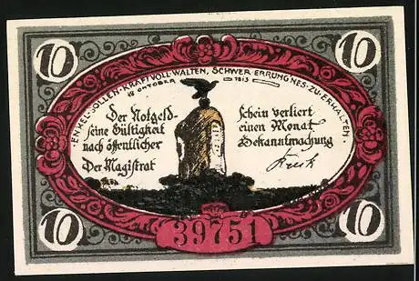 Notgeld Freienwalde i. Pommern, 1920, 10 Pfennig, Wappen und Inschrift