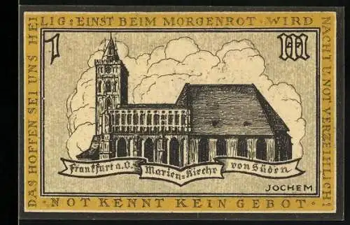 Notgeld Frankfurt a.O., 100 Pfennig, Marien-Kirche und Stadtwappen, Haupt- und Handelsstadt