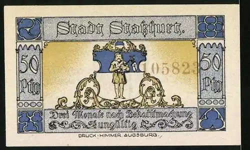 Notgeld Stassfurt 1921, 50 Pfennig, Otto IV. von Brandenburg, verwundet vor Stassfurt