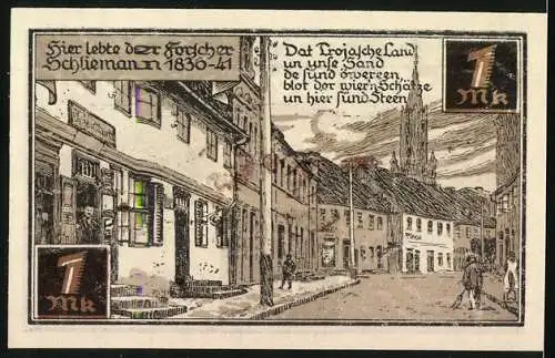 Notgeld Fürstenberg, 1921, 1 Mark, Gutschein des Luftkurorts Fürstenberg in Meckl., Vorderseite mit Wappen