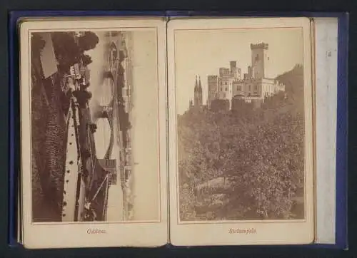 Fotoalbum mit 12 Fotografien, Ansicht Köln, Bonn, Godesberg, Coblenz, Mainz, Lurlei, Rheinstädte, Leporello, 1874