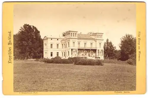 Fotografie J. Steigenberger, Weilheim, Ansicht Seehaupt, Blick auf Villa Knosp am Würmsee, Schloss Seestein, 1876