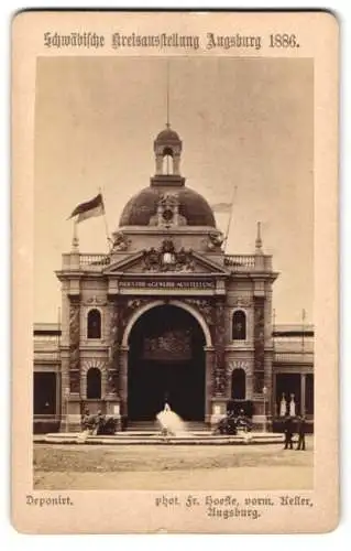 Fotografie Fr. Hoefte, Augsburg, Ansicht Augsburg, Schwäbische Kreisausstellung 1886, Blick auf das Hauptgebäude