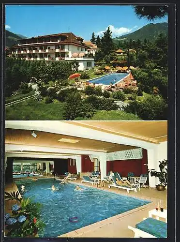 AK Meran, Hotel Juliane, Hallenbad und Garten mit Freibad