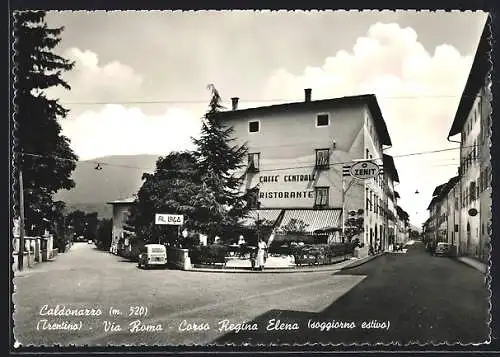 AK Caldonazzo /Trentino, Via Roma, Corso Regina Elena, Café Centrale