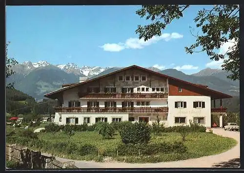 AK St. Lorenzen /Pustertal, Pension Auerhof mit Bergpanorama