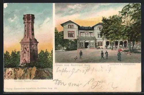 AK Rochlitz, Haberkorns Restaurant und Friedrich August-Thurm am Rochlitzer Berg