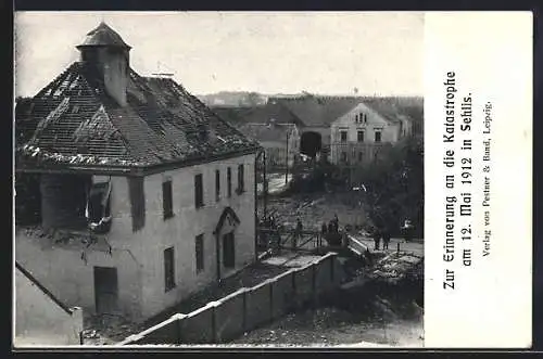 AK Sehlis, Folgen der Unwetter-Katastrophe am 12. Mai 1912