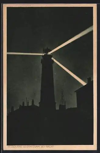 AK Helgoland, Leuchtturm bei Nacht