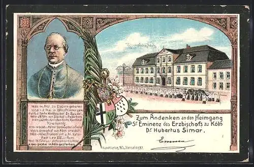 Lithographie Köln, Heimgang Sr. Eminenz des Erzbischofs zu Köln Dr. Hubertus Simar