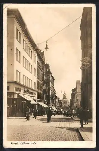 AK Kassel, Wilhelmstrasse, Strassenpartie mit Geschäften