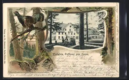 Passepartout-Lithographie Kniebis, Gasthaus zum Lamm, Auerhahn