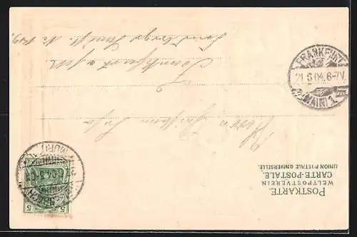 Passepartout-Lithographie Kaltenbronn, Partie im Ort, Auerhahn im Wald