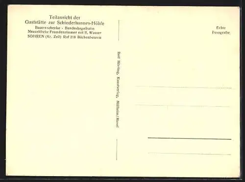 AK Sohren /Kr. Zell, Gaststätte zur Schinderhannes-Höhle