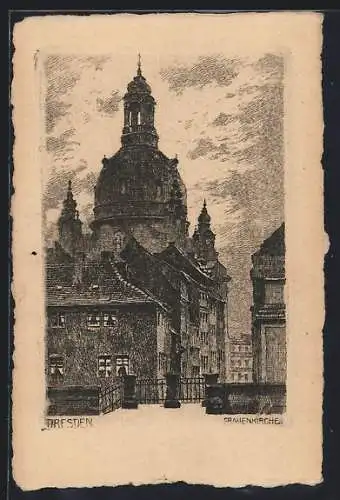 Künstler-AK Dresden, Partie an der Frauenkirche