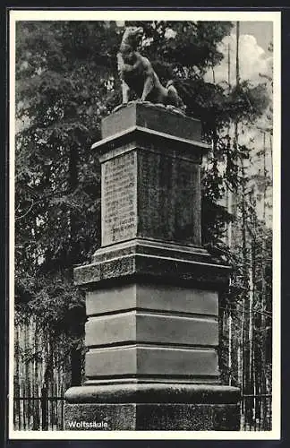 AK Moritzburg / Sachsen, Wolfssäule im Waldgasthof Auer