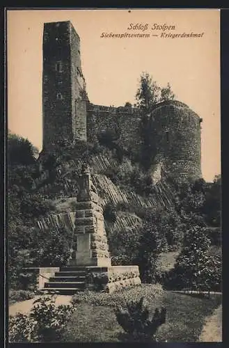 AK Stolpen, Schloss Stolpen, Siebenspitzenturm, Kriegerdenkmal
