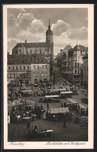 AK Annaberg / Erzg., Marktplatz mit Kirchgasse