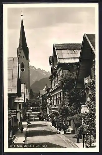 AK Oberstdorf, Kirchstrasse mit Feinkost Josef Brutscher
