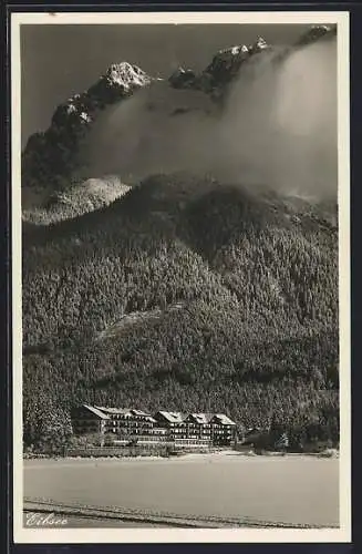 AK Eibsee, Hotel Eibsee mit Bergpanorama