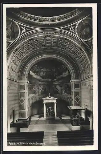 AK Potsdam, Nikolaikirche, Innenansicht mit Altar