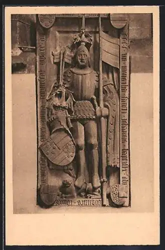 AK Wertheim a. M., Protest. Kirche, Reliefbild Johann I. von Wertheim