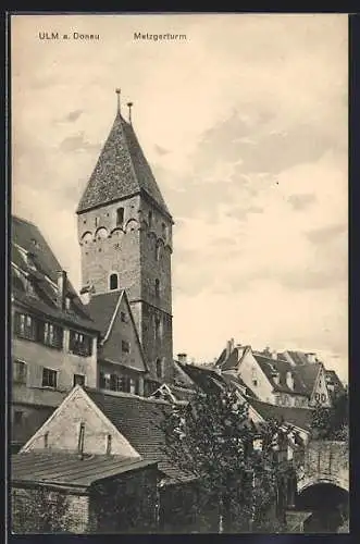 AK Ulm a. Donau, Teilansicht mit Metzgerturm