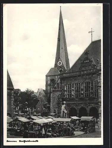 AK Bremen, Markt vor dem Rathaus