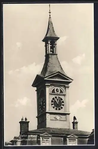 AK Aalen i. Württ., Alter Rathausturm mit Spion