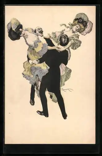 Künstler-AK Ferdinand von Reznicek: Simplicissiumus Nr.10: tanzende Paare