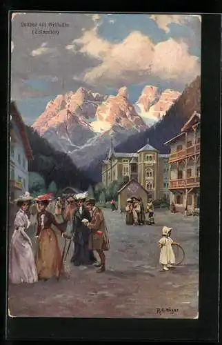 Künstler-AK Rudolf Alfred Höger: Landro, Von der Dolomitenstrasse mit Cristallin