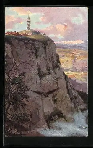 Künstler-AK Rudolf Alfred Höger: Mendel, Die Spitze des Penegal-Kulm