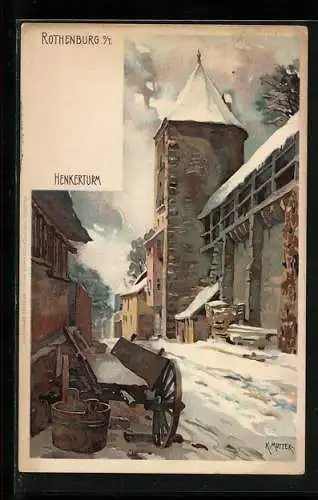 Künstler-AK K. Mutter: Rothenburg, Partie am Henkerturm