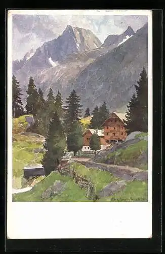 Künstler-AK Edo v. Handel-Mazzetti: Ginzling, Breitlahner im Zemmgrund