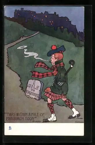 Künstler-AK Hamish: Highland Laddie, Twas within a Mile of Edinburgh Toon D`Urpey, Scherz, Schotte