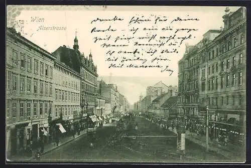 AK Wien, Alserstrasse mit Geschäften