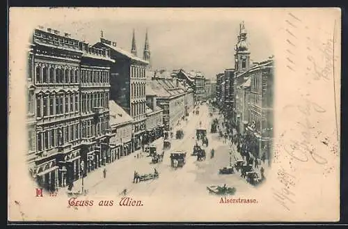 AK Wien, Alserstrasse mit Passanten