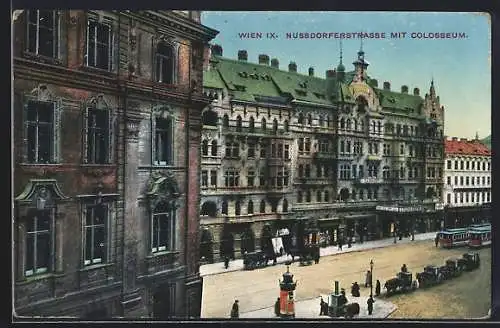 AK Wien, Blick in die Nussdorferstrasse mit Colosseum, Strassenbahn