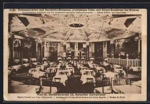 AK Wien, Weinmusterkeller und Mariahilfer-Bierpalast mit Volks- und Bürger-Restaurant in der Mariahilferstrasse 120