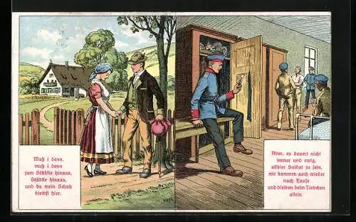 AK Soldat beim Abschied von seiner Frau, 1. Weltkrieg