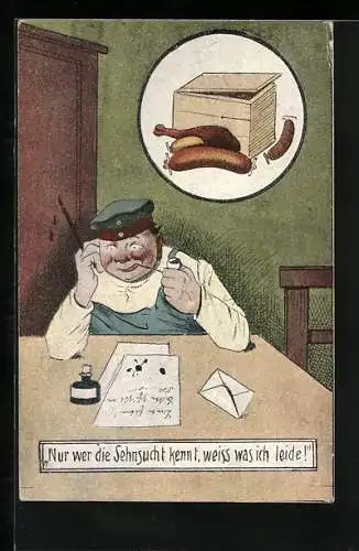 AK Soldat träumt von Leckereien, 1. Weltkrieg